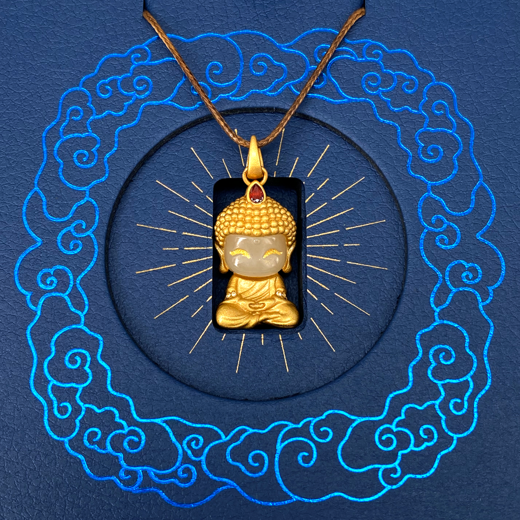 銅鑲玉掛墜｜開心玉佛