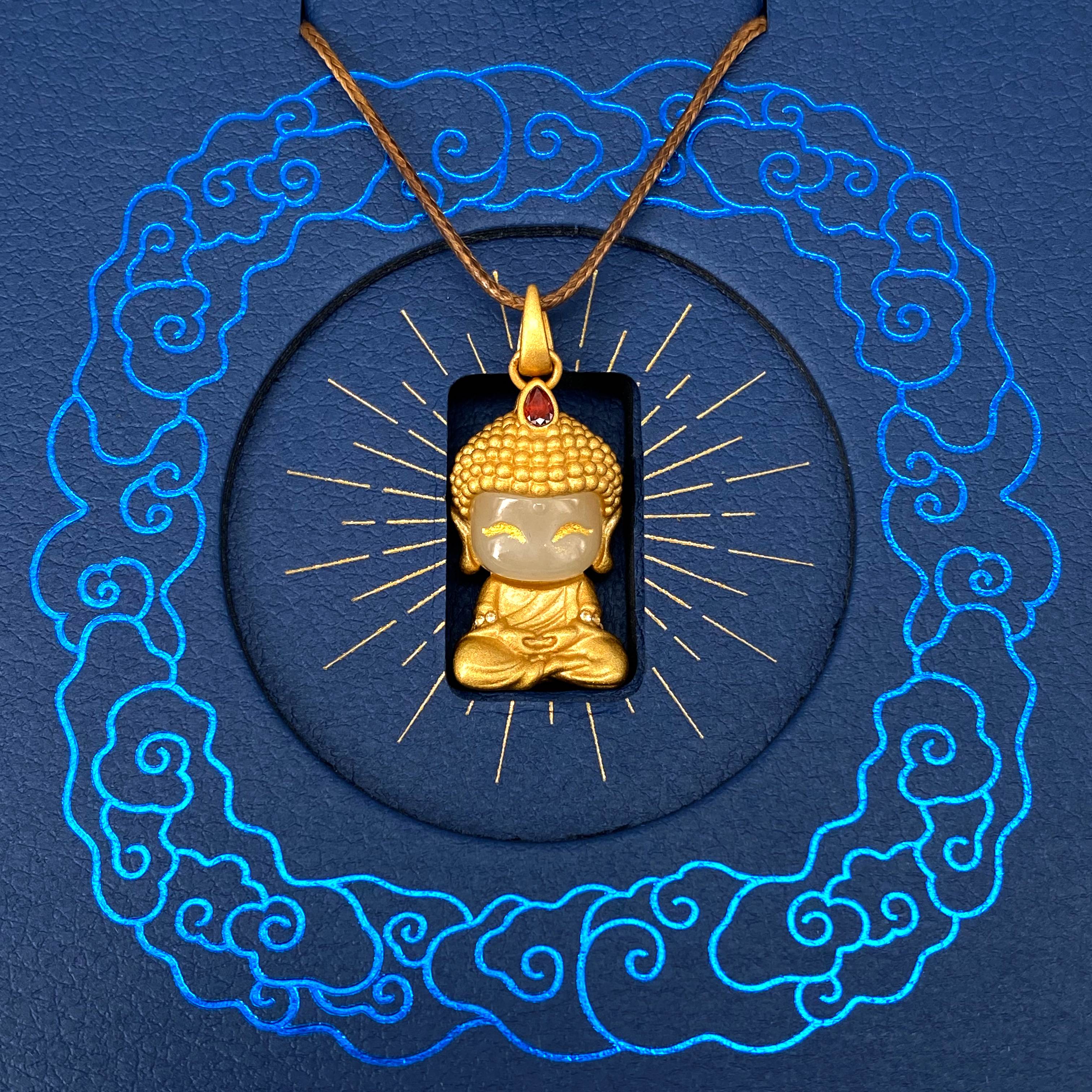 銅鑲玉掛墜｜開心玉佛