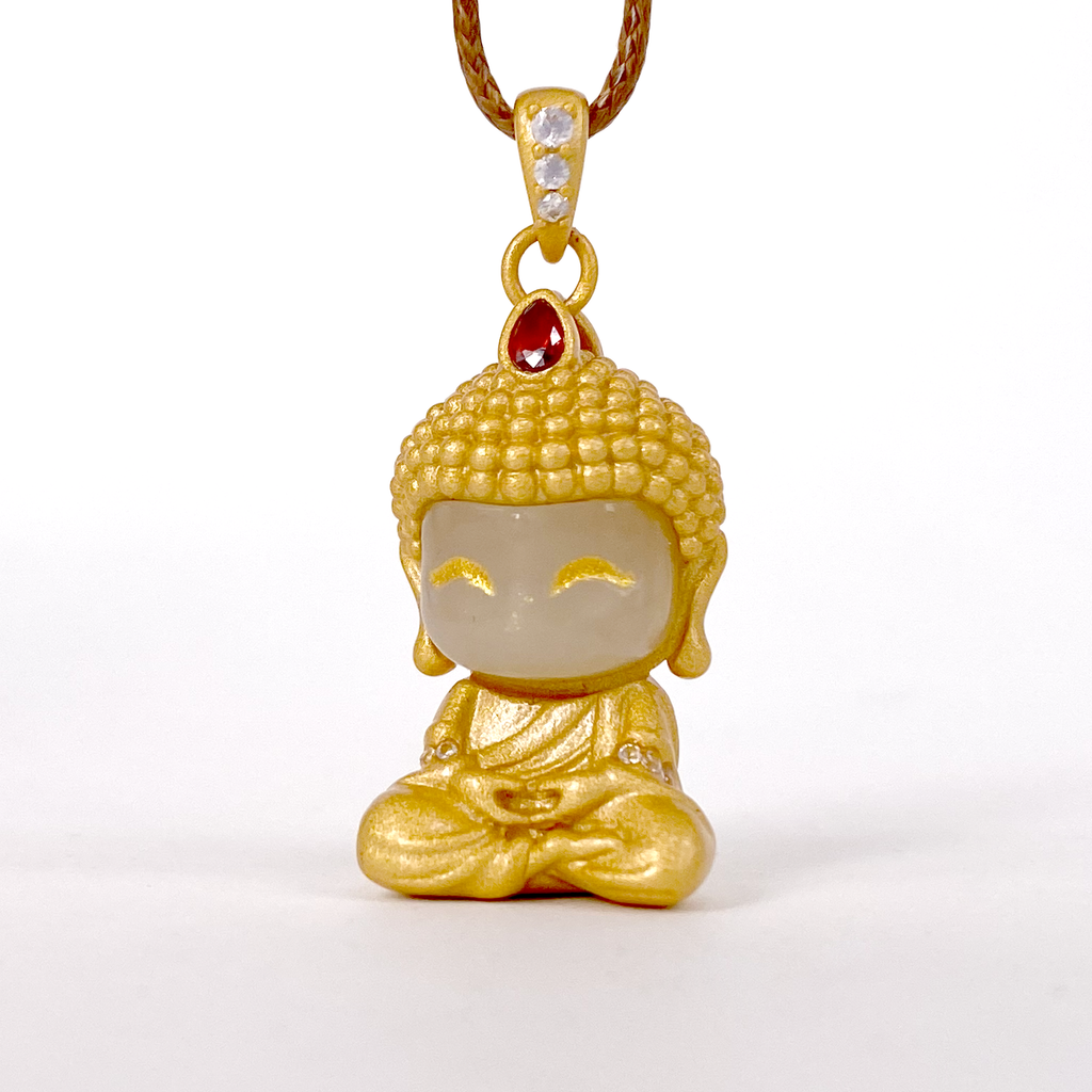 銅鑲玉掛墜｜開心玉佛